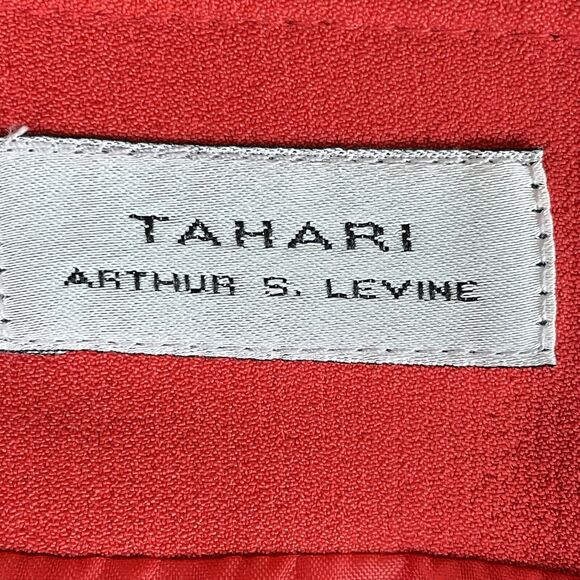 Tahari Arthur S. Levine 2 PC Suit Women’s Skirt 10 Longline Jacket 12 Orange Red - Picture 9 of 16